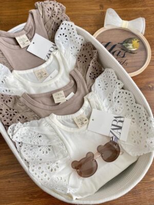 تاپ مجلسی ZARA رنگ سفید و قهوه ای