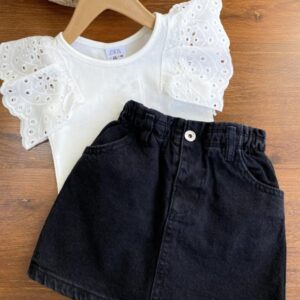 دامن جین ذغالی ZARA