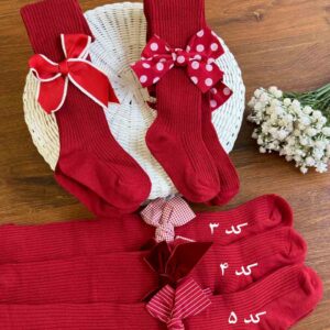 جوراب شلواری قرمز پاپیونی