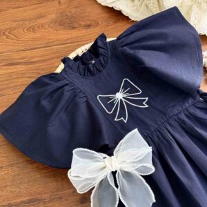 پیراهن سورمه ای پاپیون